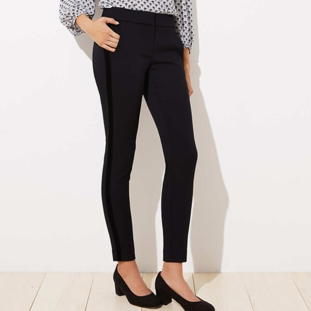 Loft Velvet Stripe Ankle Pants in Marisa Fit - NWT